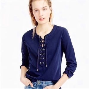 J Crew Lace Up Shirt Gold Details Size XS